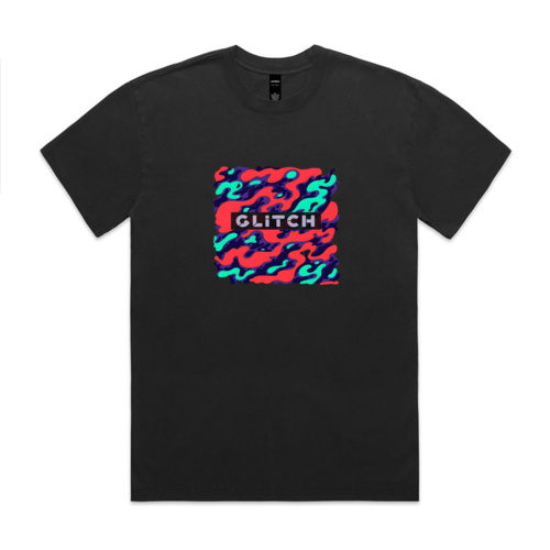 Glitch red camo faded oversize drop shoulder T-shirt Thumbnail